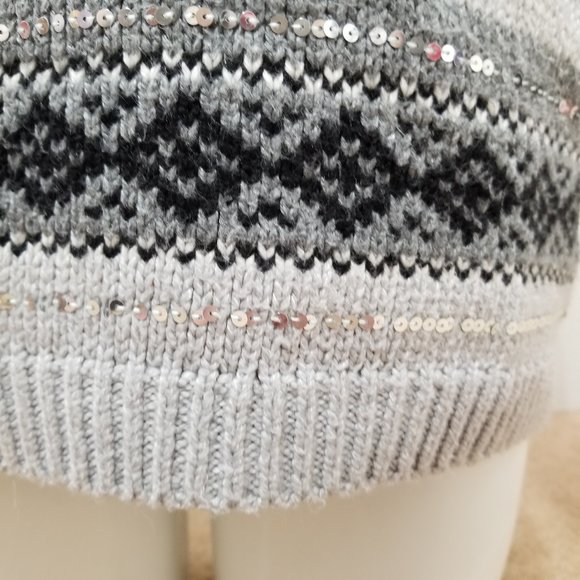 Old Navy sweater Large fair isle pullover sequin embellished knit holiday - Picture 9 of 13